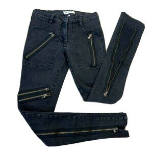 Jill Stuart Moto slim‎ to Skinny Jeans Zipper in Blackout size 4